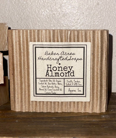 Homemade Natural Honey Almond Olive Oil Soap Bar - Handmade Mens & Womens Artisan Bar Soaps - Organic Nontoxic Cleansing Shower/Bath Bars